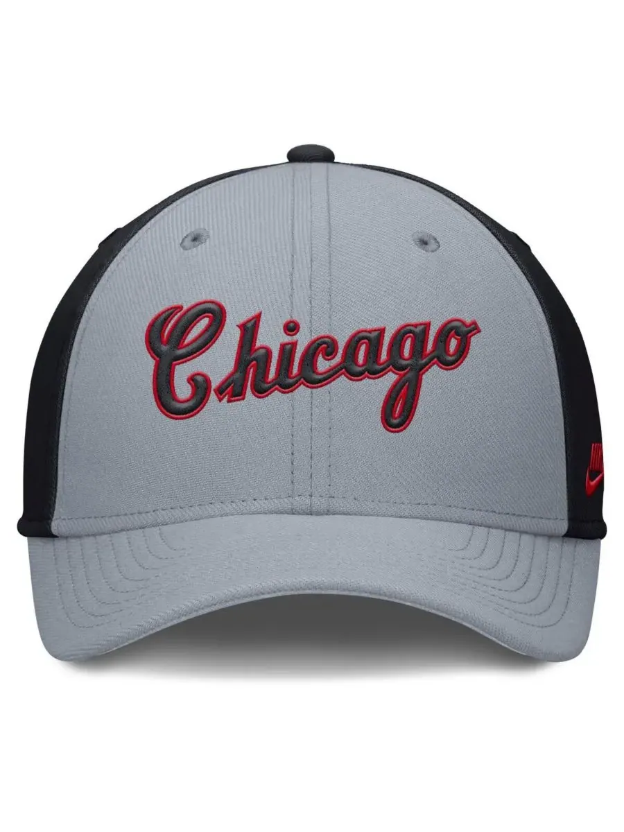 Nike Мужская серо-синяя бейсболка Chicago White Sox Rise Swoosh Performance Flex — изображение 2 из 4, серый темно-синий