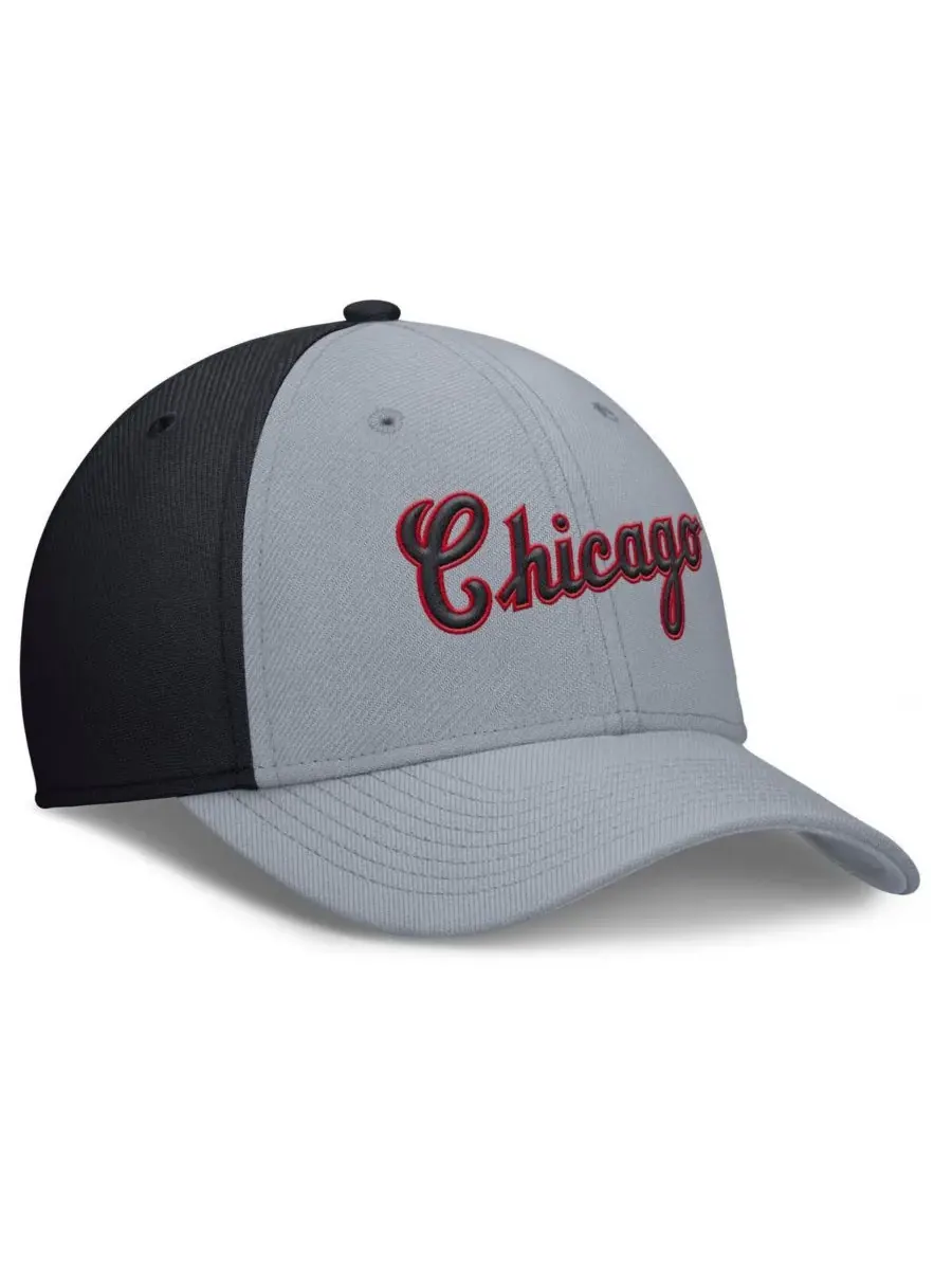 Nike Мужская серо-синяя бейсболка Chicago White Sox Rise Swoosh Performance Flex — изображение 3 из 4, серый темно-синий
