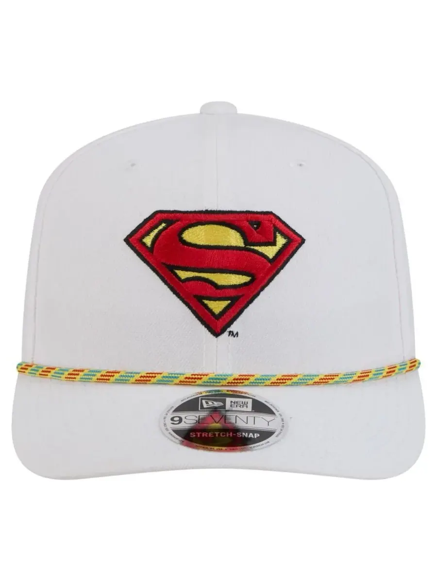 New Era Мужская белая кепка Superman Rope 9SEVENTY с регулируемой застежкой-липучкой — изображение 2 из 4, белый