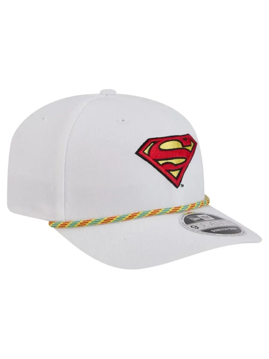 New Era Мужская белая кепка Superman Rope 9SEVENTY с регулируемой застежкой-липучкой — изображение 3 из 4, белый