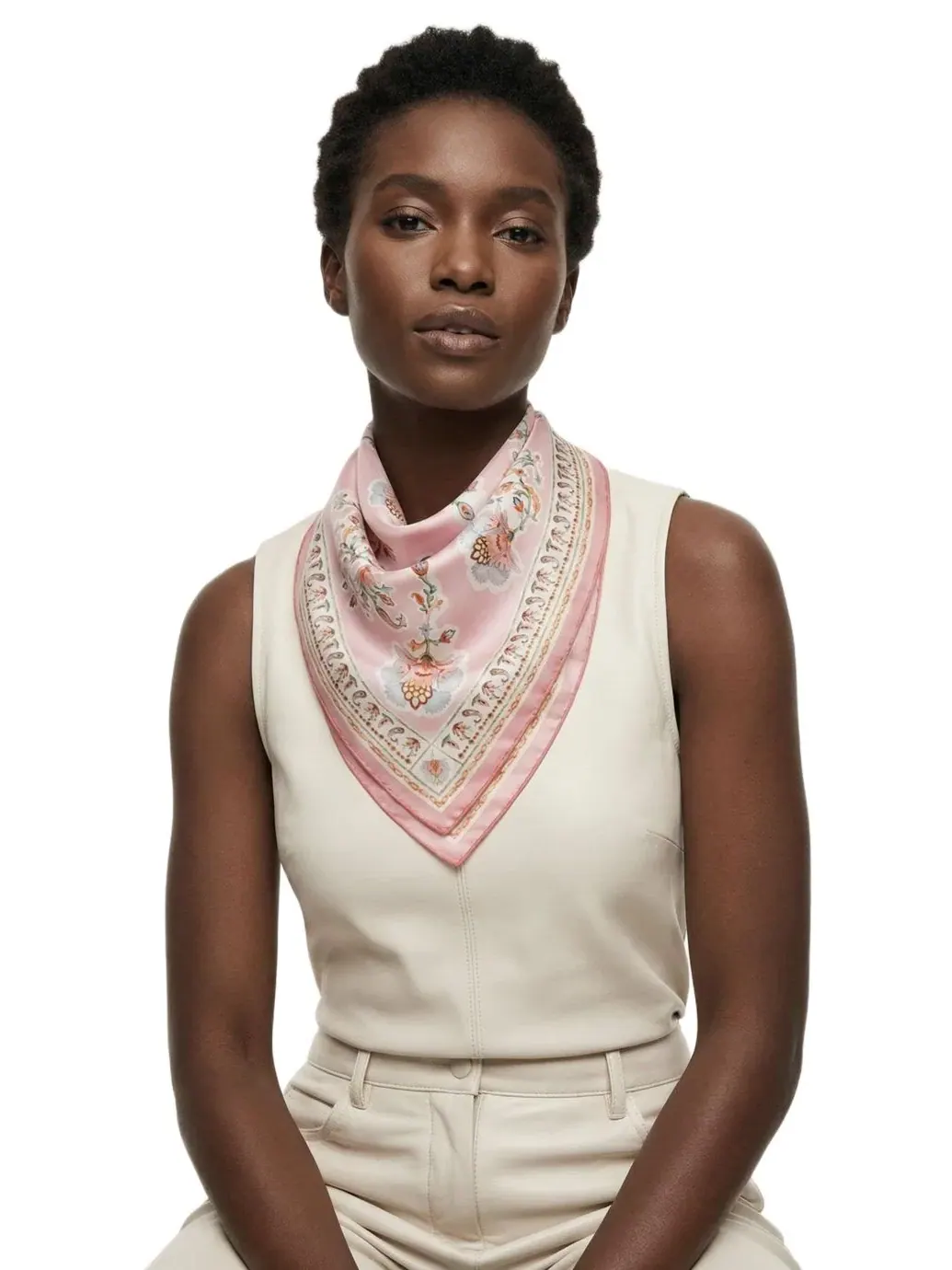 Шелковый платок Blush Charm Double Sided Jessie Zhao New York — изображение 2 из 7, розовый