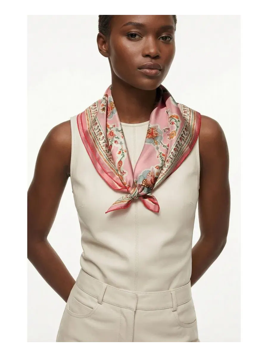 Шелковый платок Blush Charm Double Sided Jessie Zhao New York — изображение 4 из 7, розовый