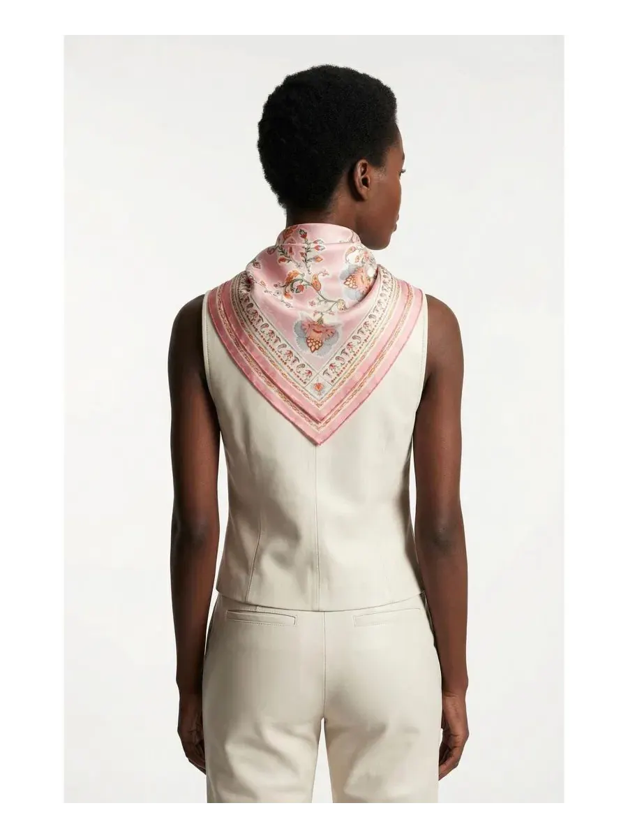 Шелковый платок Blush Charm Double Sided Jessie Zhao New York — изображение 5 из 7, розовый
