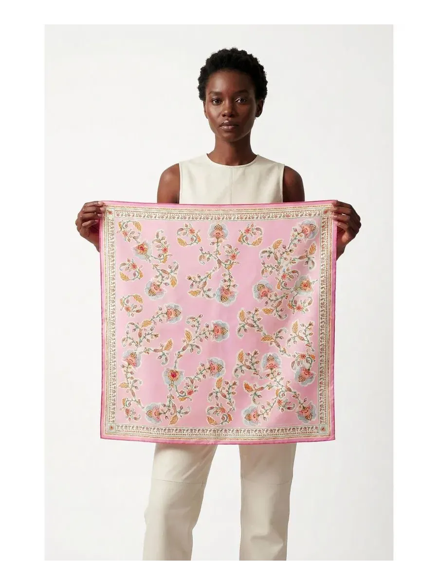 Шелковый платок Blush Charm Double Sided Jessie Zhao New York — изображение 6 из 7, розовый