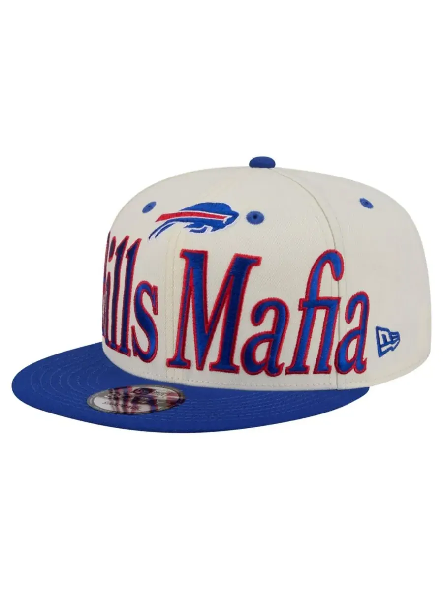 Кепка-снэпбек с вышивкой Buffalo Bills, модель Bills Mafia Oversized Slogan New Era — изображение 4 из 5, бежевый