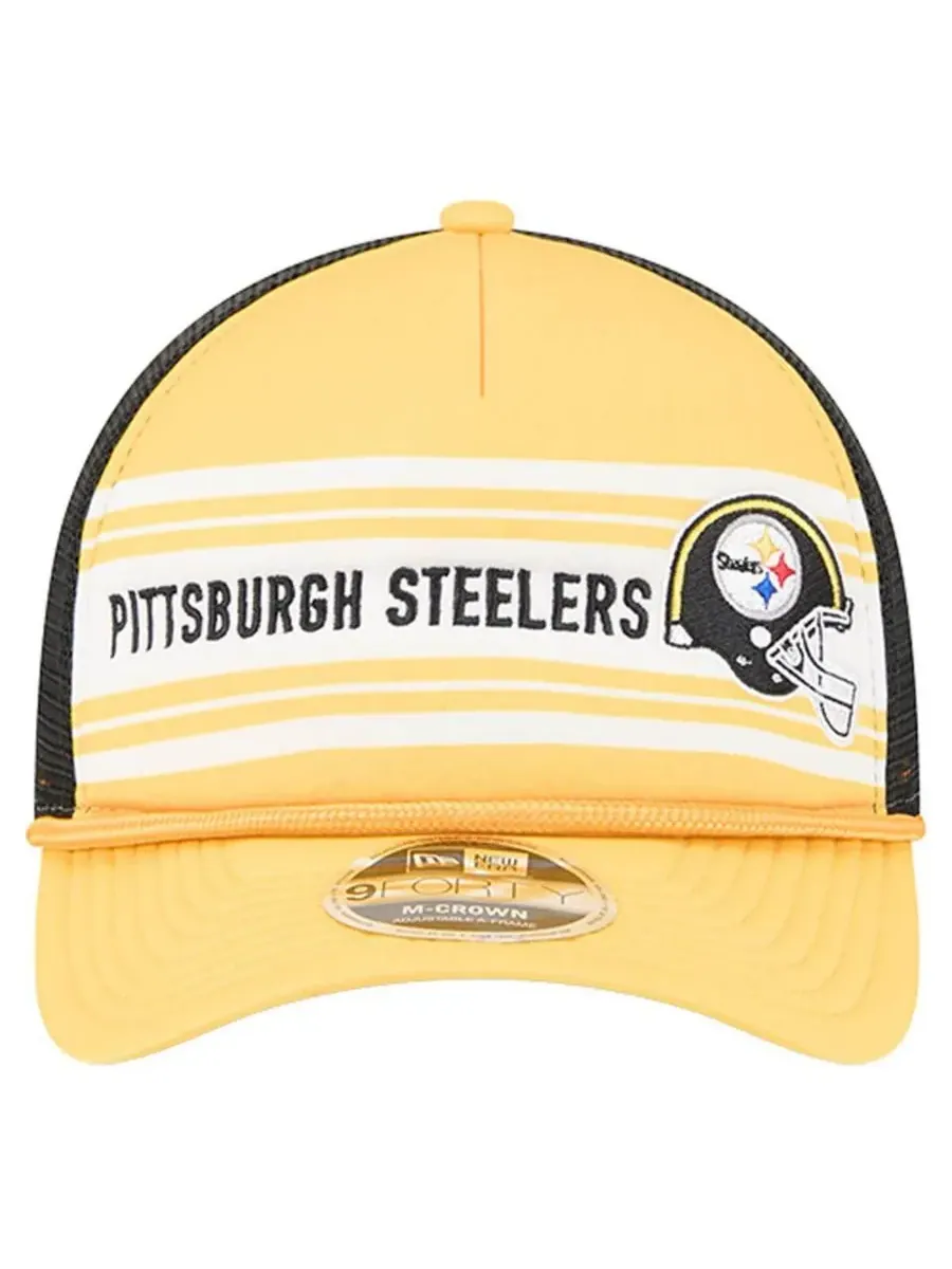 Мужская золотистая регулируемая бейсболка Pittsburgh Steelers Linear A-Frame 9FORTY New Era — изображение 4 из 5, золото