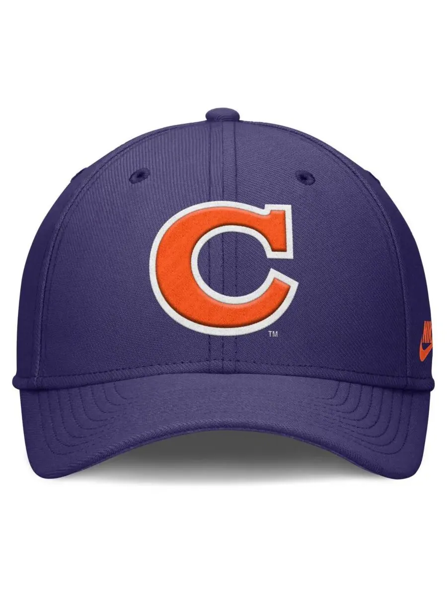 Nike Мужская фиолетовая кепка Clemson Tigers Rise Academic Dri-FIT Flex — изображение 2 из 4, фиолетовый