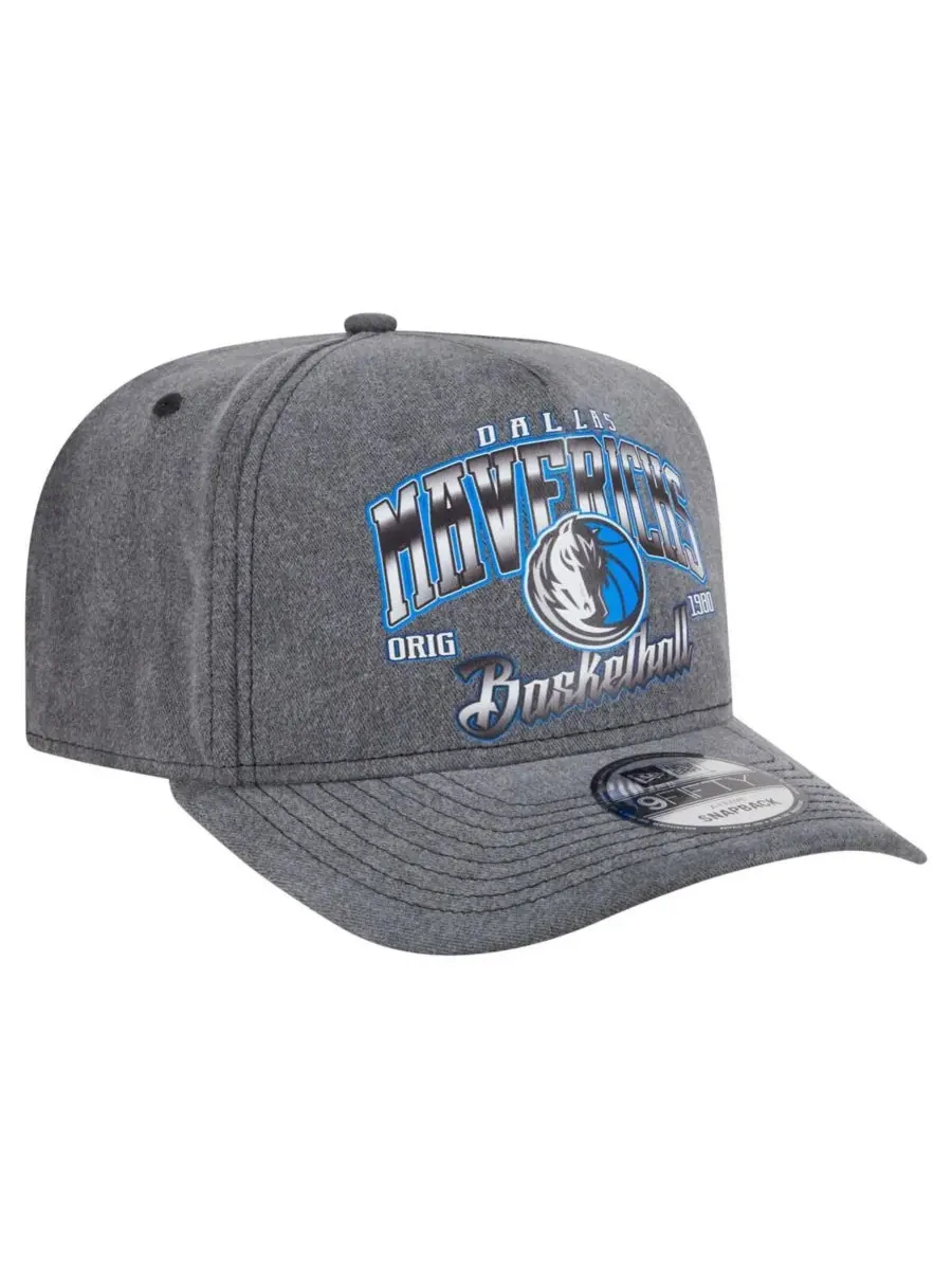 New Era Мужская бейсболка Dallas Mavericks Throwback Washed Pre-Curved 9FIFTY Snapback угольного — изображение 3 из 4