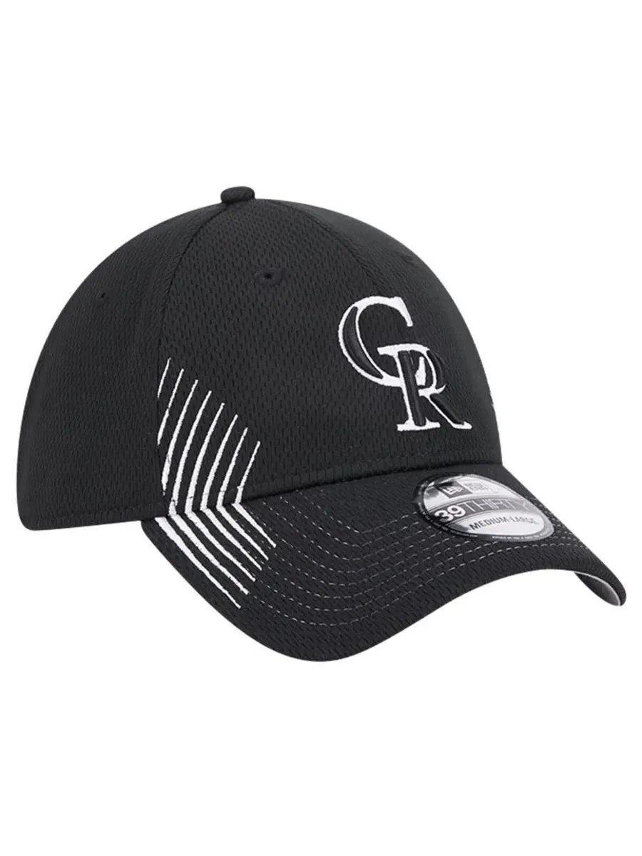 New Era Мужская черная кепка Colorado Rockies Active Dash Mark 39THIRTY Flex — изображение 3 из 4, черный