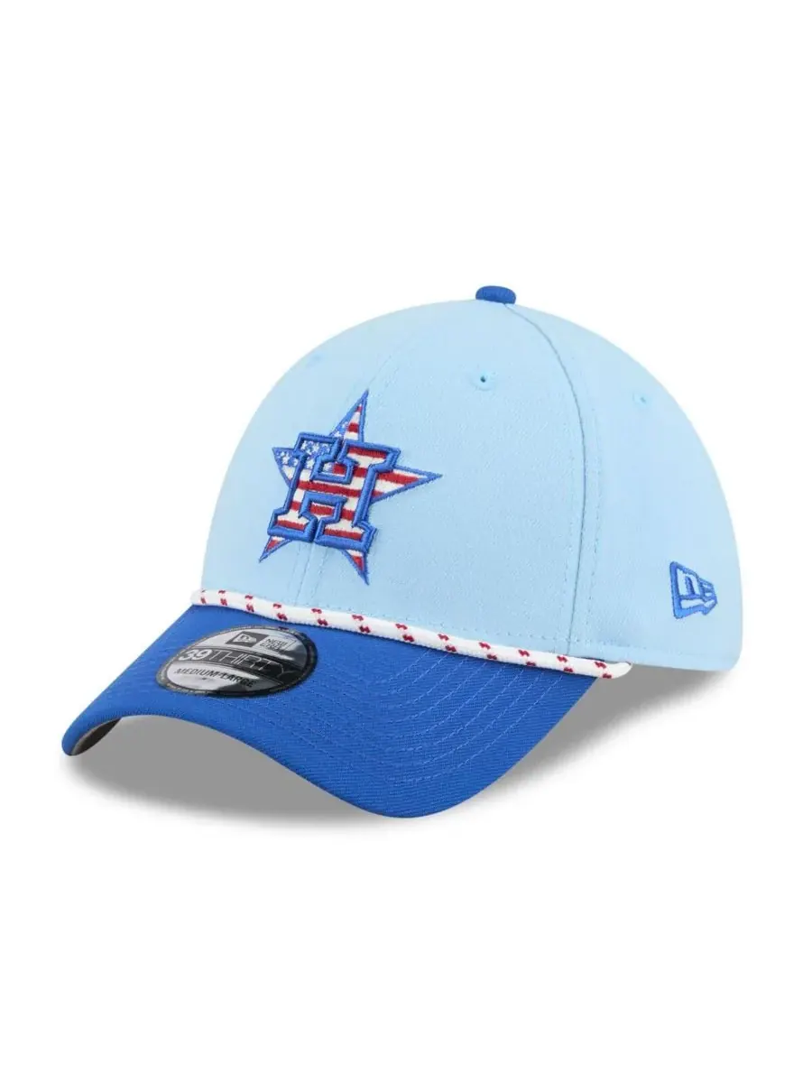 New Era Мужская светло-голубая/синяя кепка Houston Astros 2025 Fourth of July 39THIRTY Flex Hat
