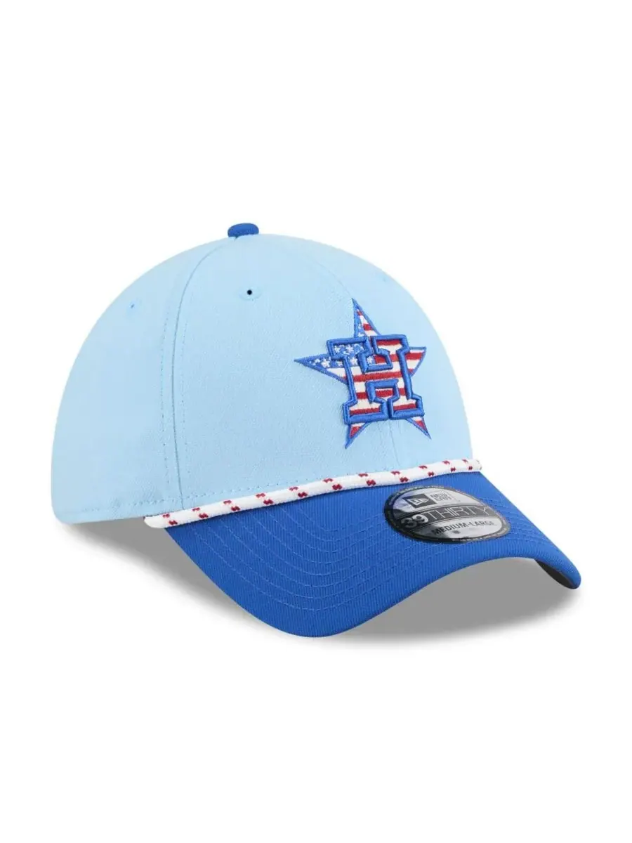 New Era Мужская светло-голубая/синяя кепка Houston Astros 2025 Fourth of July 39THIRTY Flex Hat — изображение 3 из 4