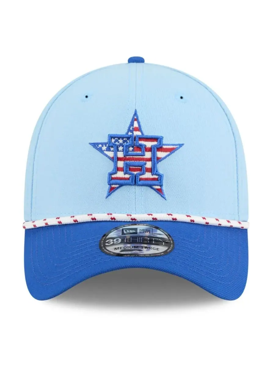 New Era Мужская светло-голубая/синяя кепка Houston Astros 2025 Fourth of July 39THIRTY Flex Hat — изображение 4 из 4
