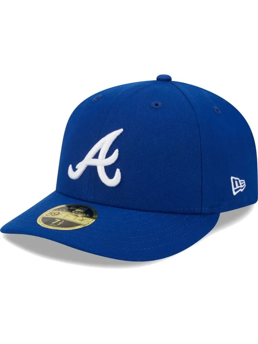 Мужская бейсболка Royal Atlanta Braves с белым логотипом, низкопрофильная, модель 59FIFTY New Era