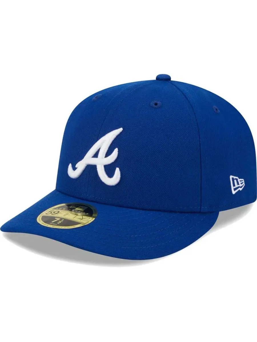 Мужская бейсболка Royal Atlanta Braves с белым логотипом, низкопрофильная, модель 59FIFTY New Era — изображение 2 из 2