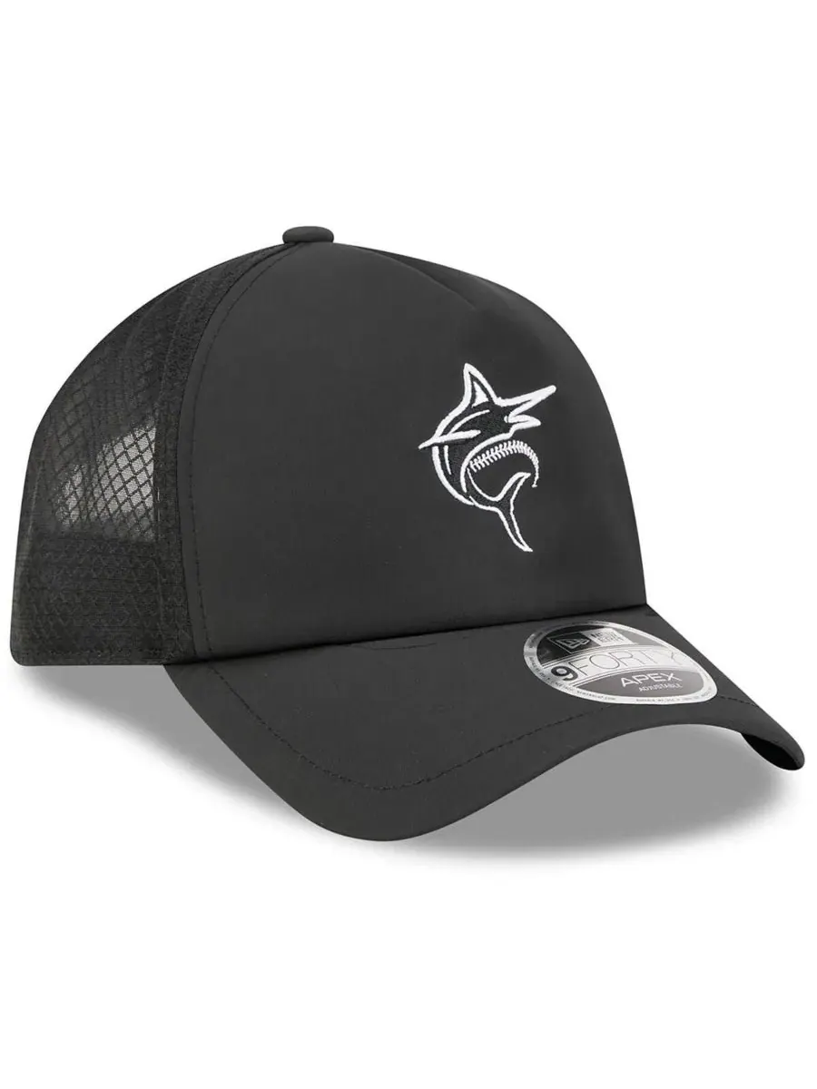 Бейсболка New Era 9FORTY APEX с вышитым логотипом Miami Marlins — изображение 3 из 4, черный