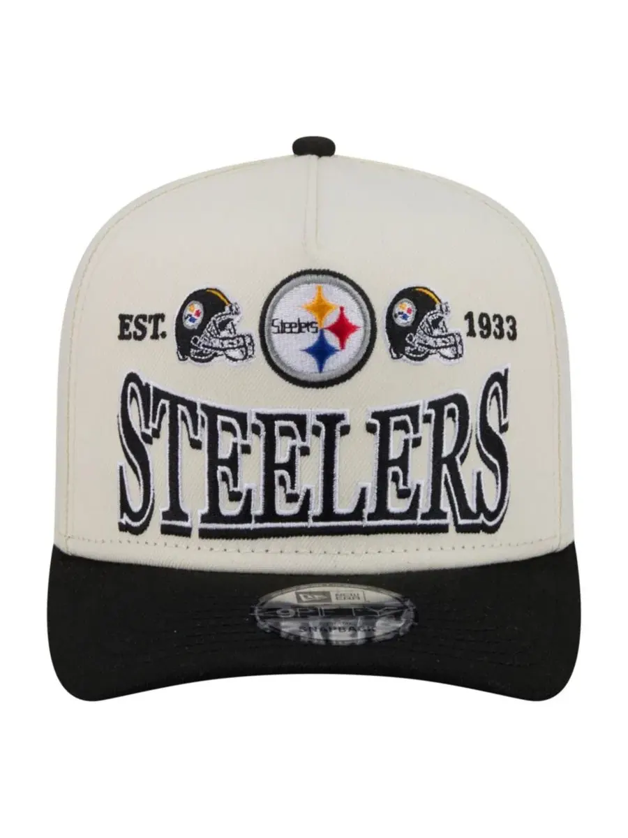 Кепка-снапбек New Era A-Frame 9FIFTY с вышивкой Pittsburgh Steelers — изображение 2 из 7, кремовый черный
