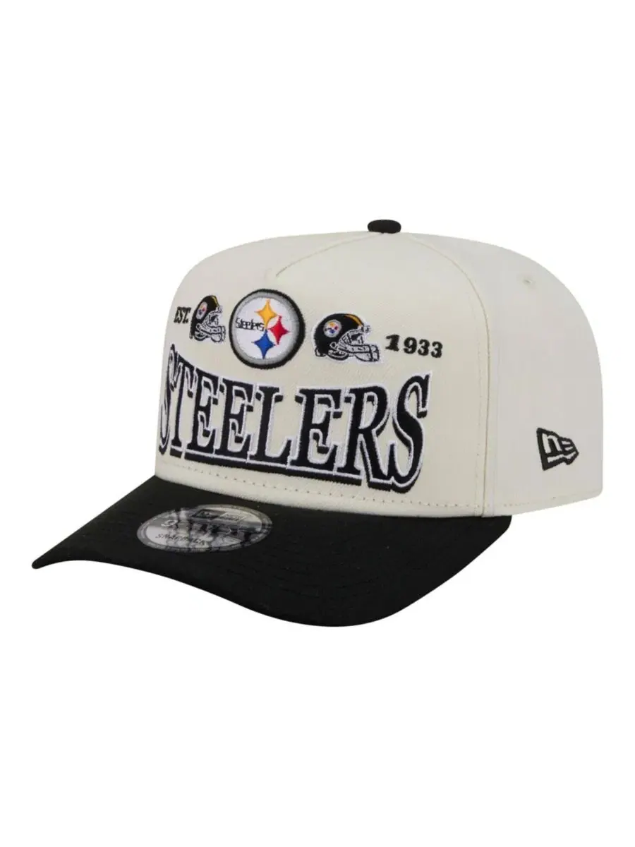 Кепка-снапбек New Era A-Frame 9FIFTY с вышивкой Pittsburgh Steelers — изображение 3 из 7, кремовый черный