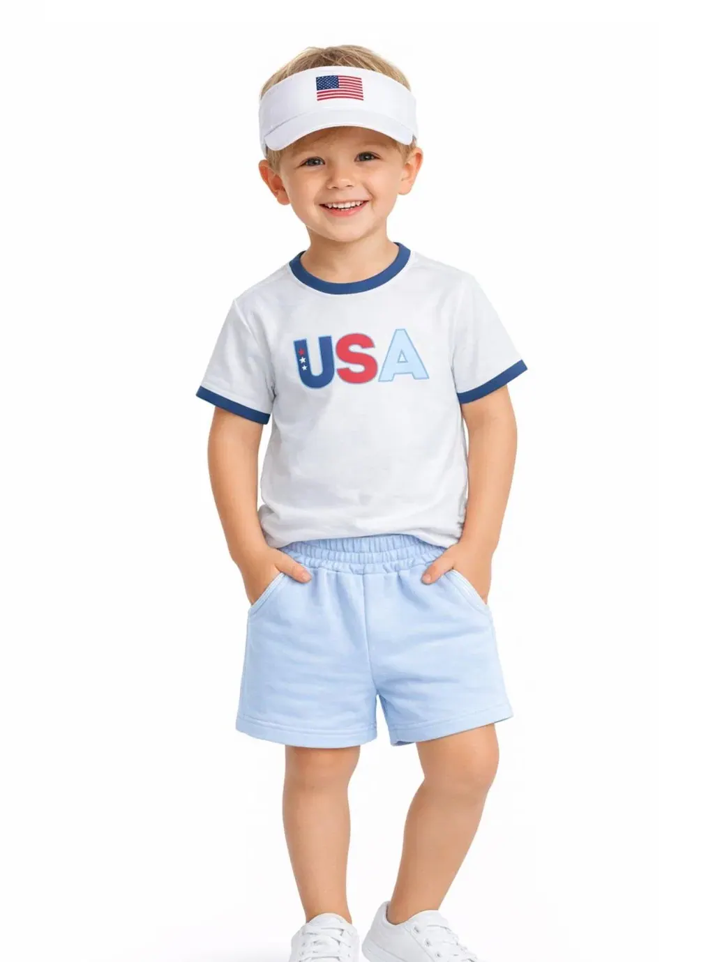 Кепка-визор с вышивкой флага American Flag Visor Bits & Bows — изображение 2 из 5, белый