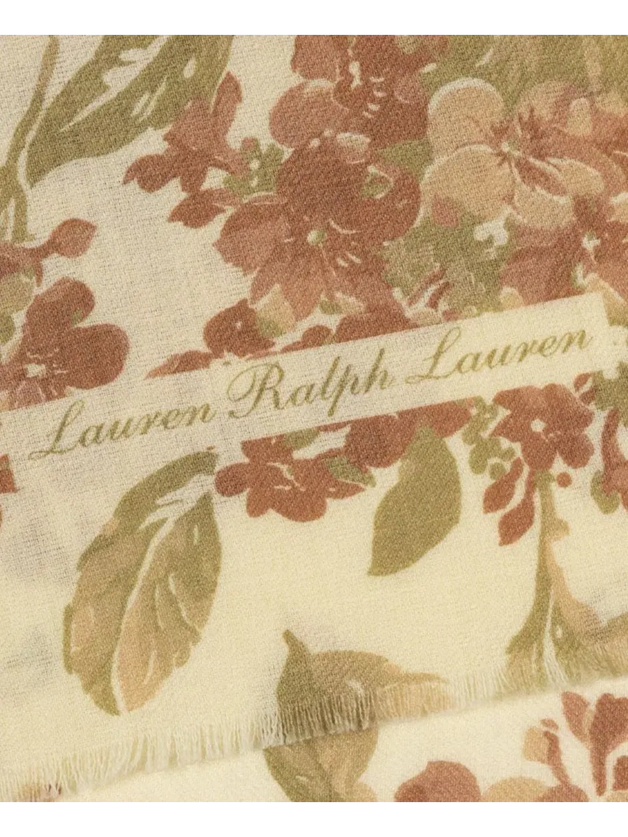 Шарф-плед с цветочным принтом, флоральный оверсайз-платок Lauren Ralph Lauren — изображение 4 из 4, кремовый
