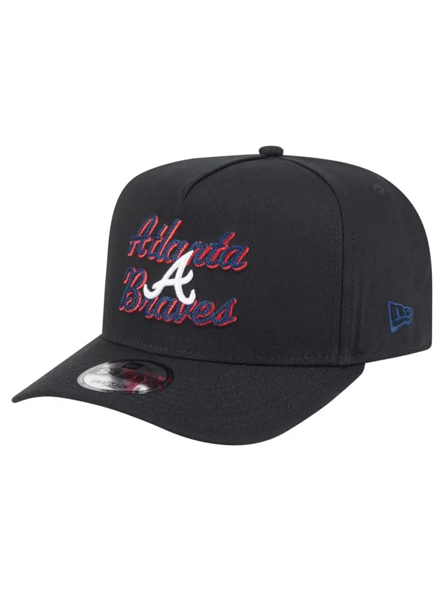 New Era Мужская черная бейсболка Atlanta Braves Chainstitch 9FIFTY A-Frame Snapback