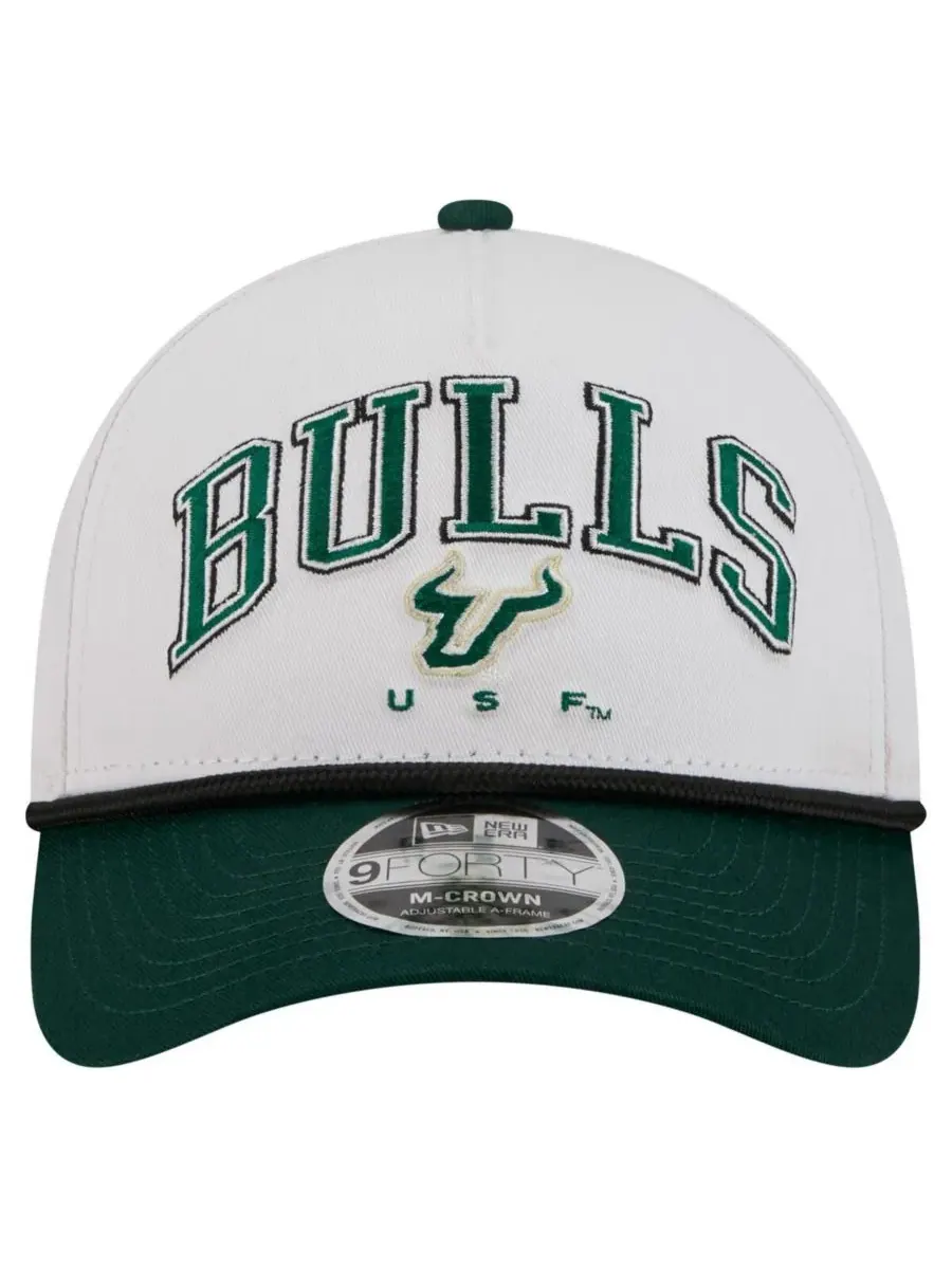 New Era Мужская бело-зеленая кепка South Florida Bulls с двухцветной веревкой и регулируемой — изображение 3 из 4