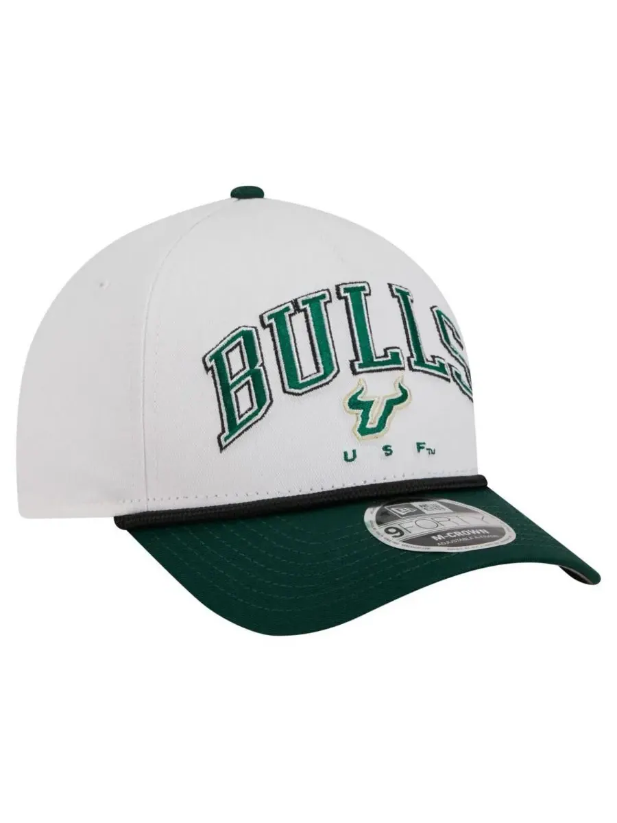 New Era Мужская бело-зеленая кепка South Florida Bulls с двухцветной веревкой и регулируемой — изображение 4 из 4