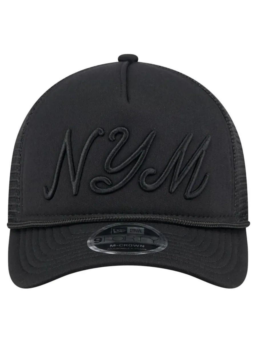 New Era Мужская черная регулируемая бейсболка New York Mets City Initial 9FORTY A-Frame M-Crown — изображение 2 из 4, черный