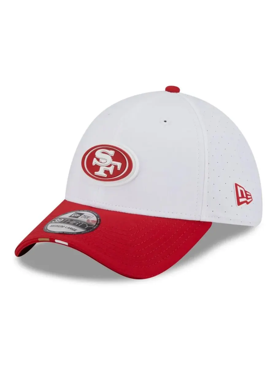 New Era Мужская бело-алая кепка San Francisco 49ers 2025 NFL Training Camp 39THIRTY Flex Hat
