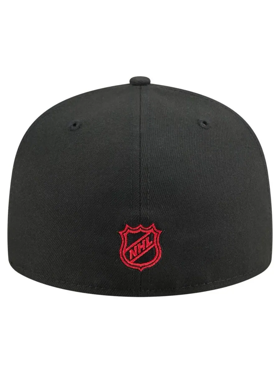 New Era Мужская черная кепка Chicago Blackhawks Oversized Arch 59Fifty Fitted Hat — изображение 4 из 4, черный