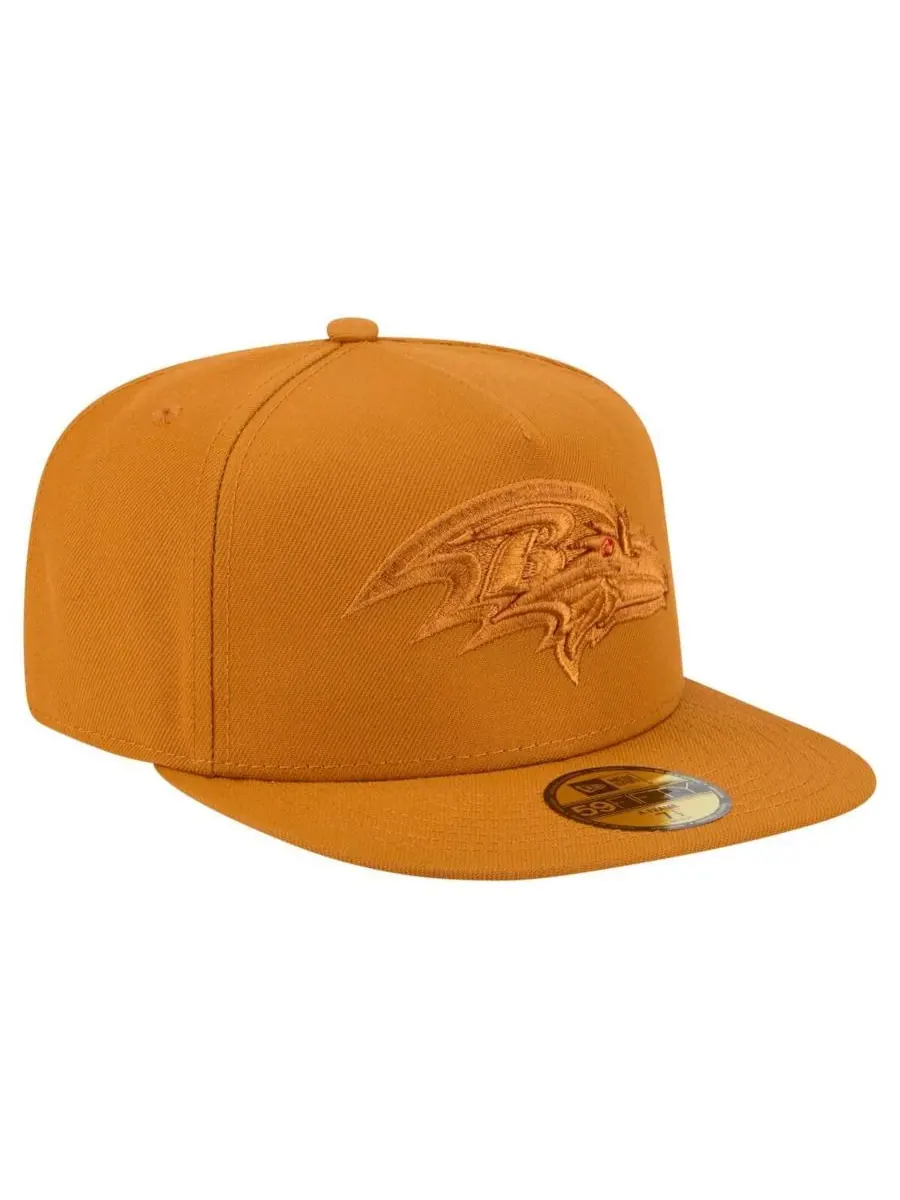 New Era Мужская коричневая бейсболка Baltimore Ravens Color Pack A-Frame 59FIFTY Fitted Hat — изображение 4 из 5, коричневый