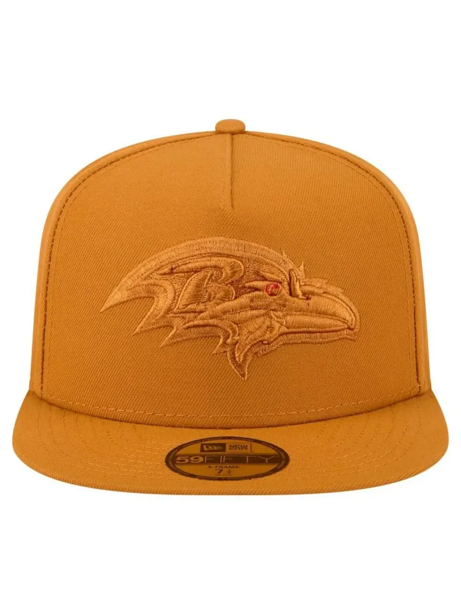 New Era Мужская коричневая бейсболка Baltimore Ravens Color Pack A-Frame 59FIFTY Fitted Hat — изображение 5 из 5, коричневый