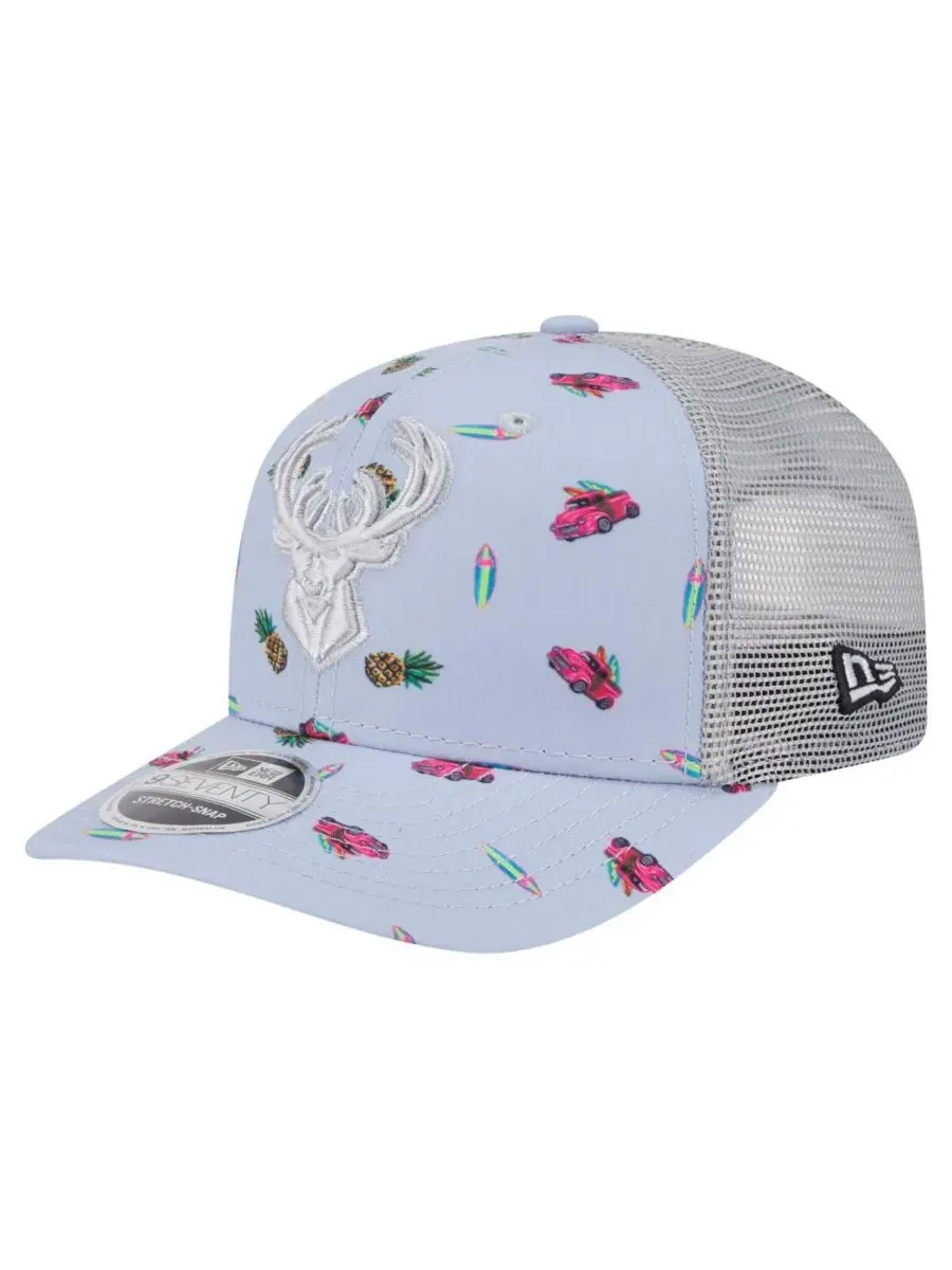 New Era Мужская светло-голубая/серая кепка Milwaukee Bucks Adventure Aloha Pattern 9SEVENTY с