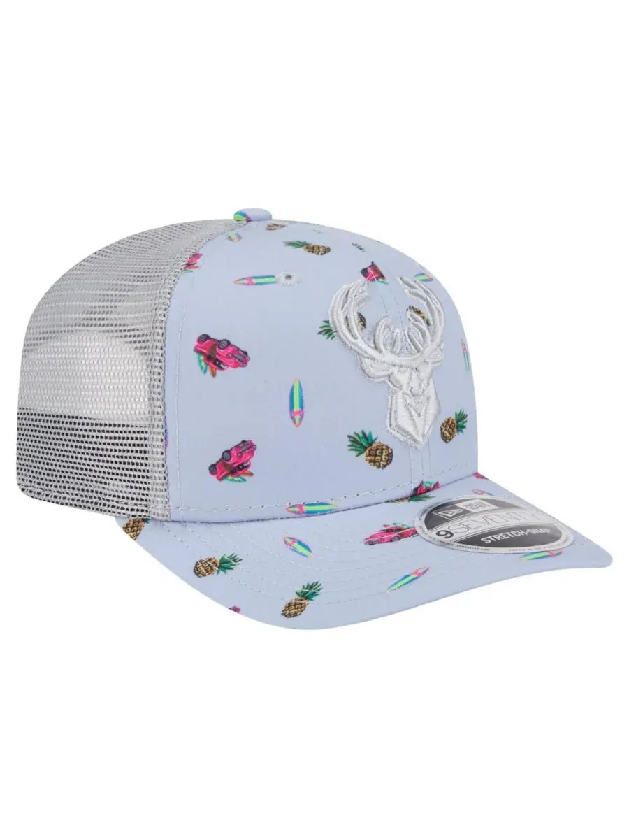 New Era Мужская светло-голубая/серая кепка Milwaukee Bucks Adventure Aloha Pattern 9SEVENTY с — изображение 3 из 4
