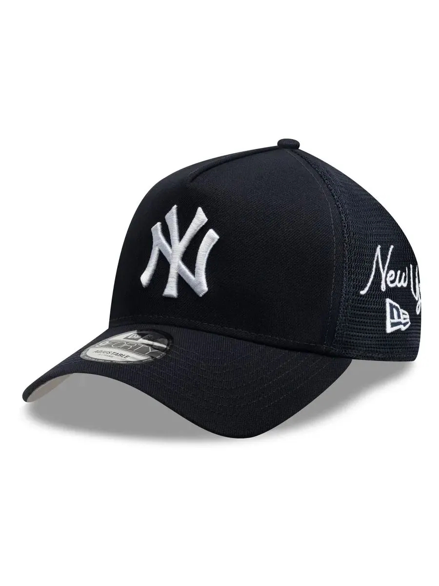Бейсболка кепка с вышитым логотипом New York Yankees Side Script 9FORTY A-Frame Trucker New Era