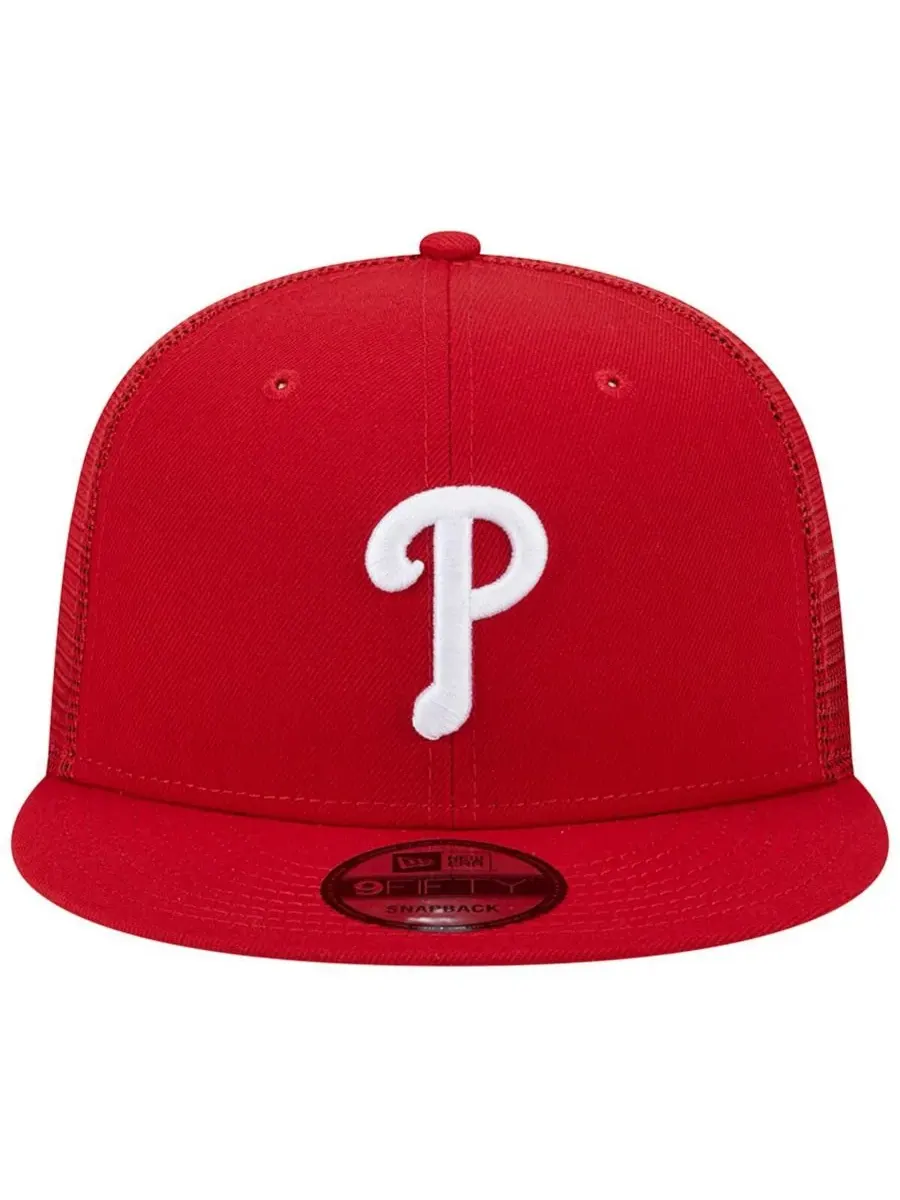New Era Мужская красная бейсболка-тракер 9FIFTY в цветах команды Philadelphia Phillies — изображение 3 из 4, красный