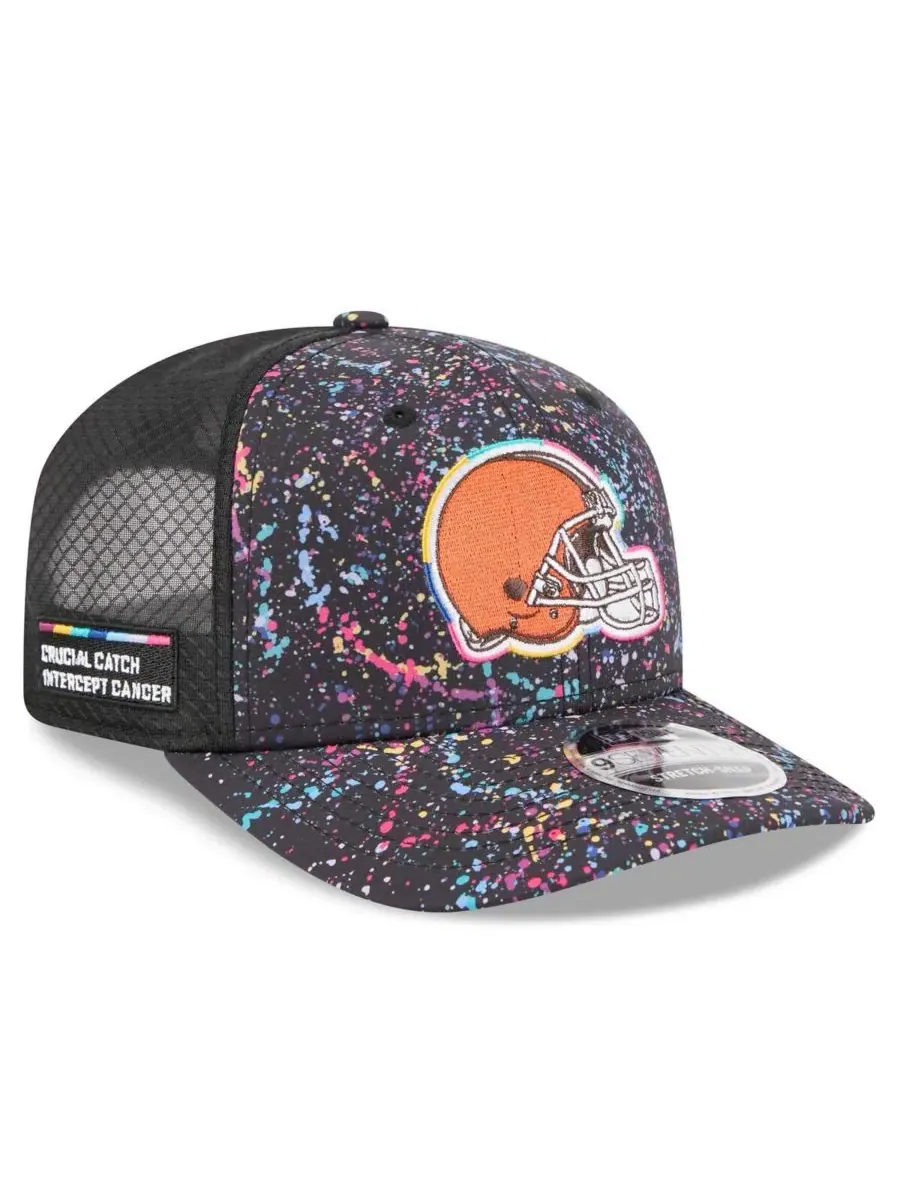 New Era Мужская черная регулируемая кепка Cleveland Browns 2025 NFL Crucial Catch 9SEVENTY