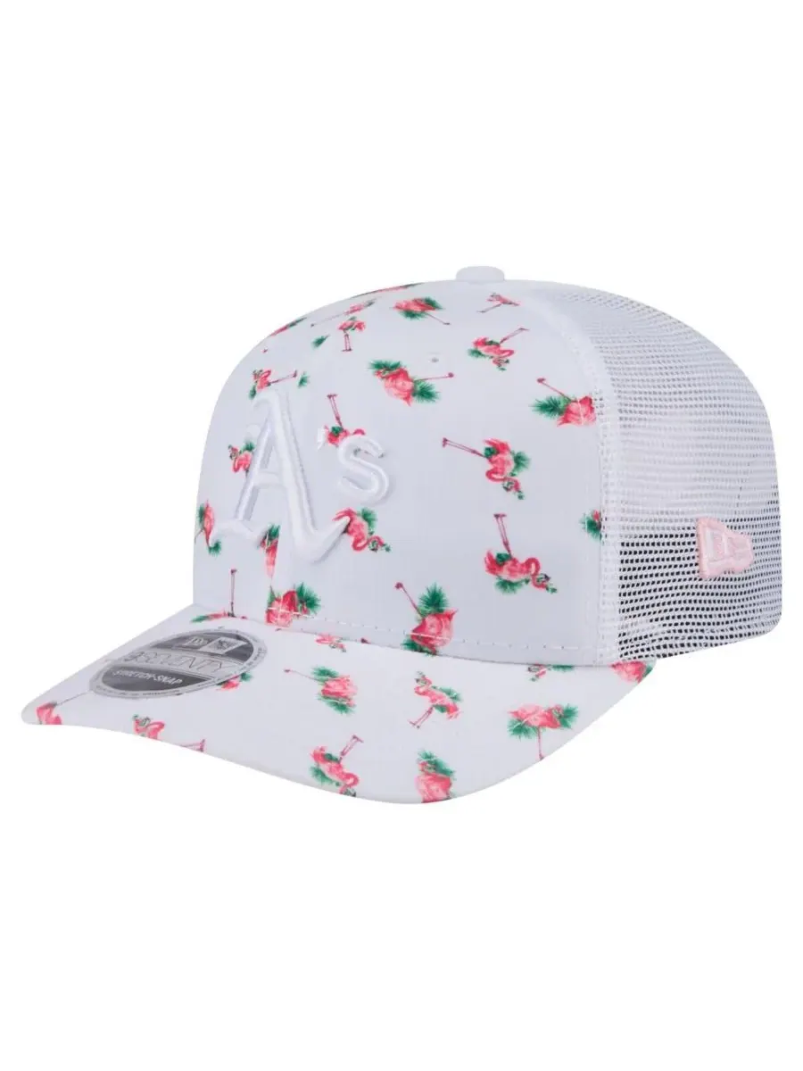 New Era Мужская белая кепка Athletics Flamingo с сетчатой задней частью и застежкой-кнопкой 9SEVENTY