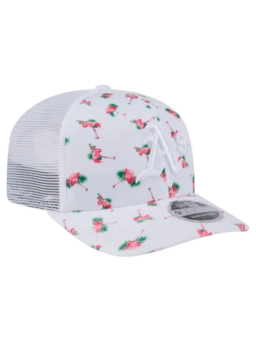 New Era Мужская белая кепка Athletics Flamingo с сетчатой задней частью и застежкой-кнопкой 9SEVENTY — изображение 3 из 4