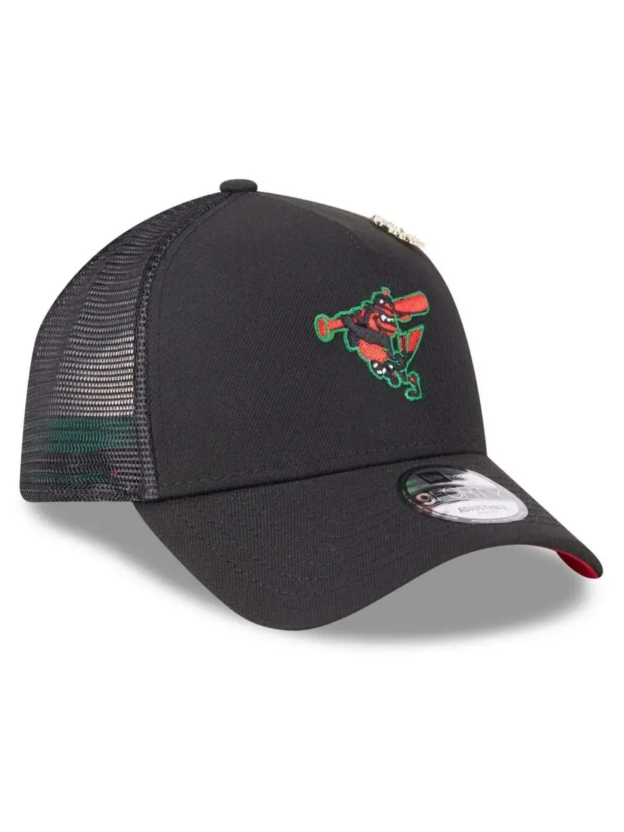New Era Мужская черная регулируемая кепка-тракер Baltimore Orioles 2025 Big League Chew A-Frame — изображение 3 из 4, черный