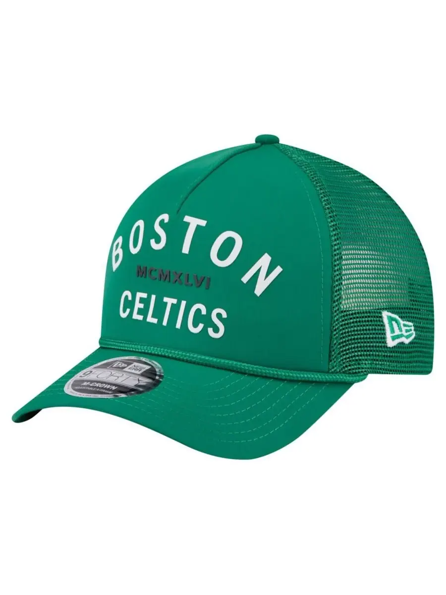 New Era Мужская минималистичная бейсболка Boston Celtics A-Frame 9FORTY цвета "келли-зеленый"