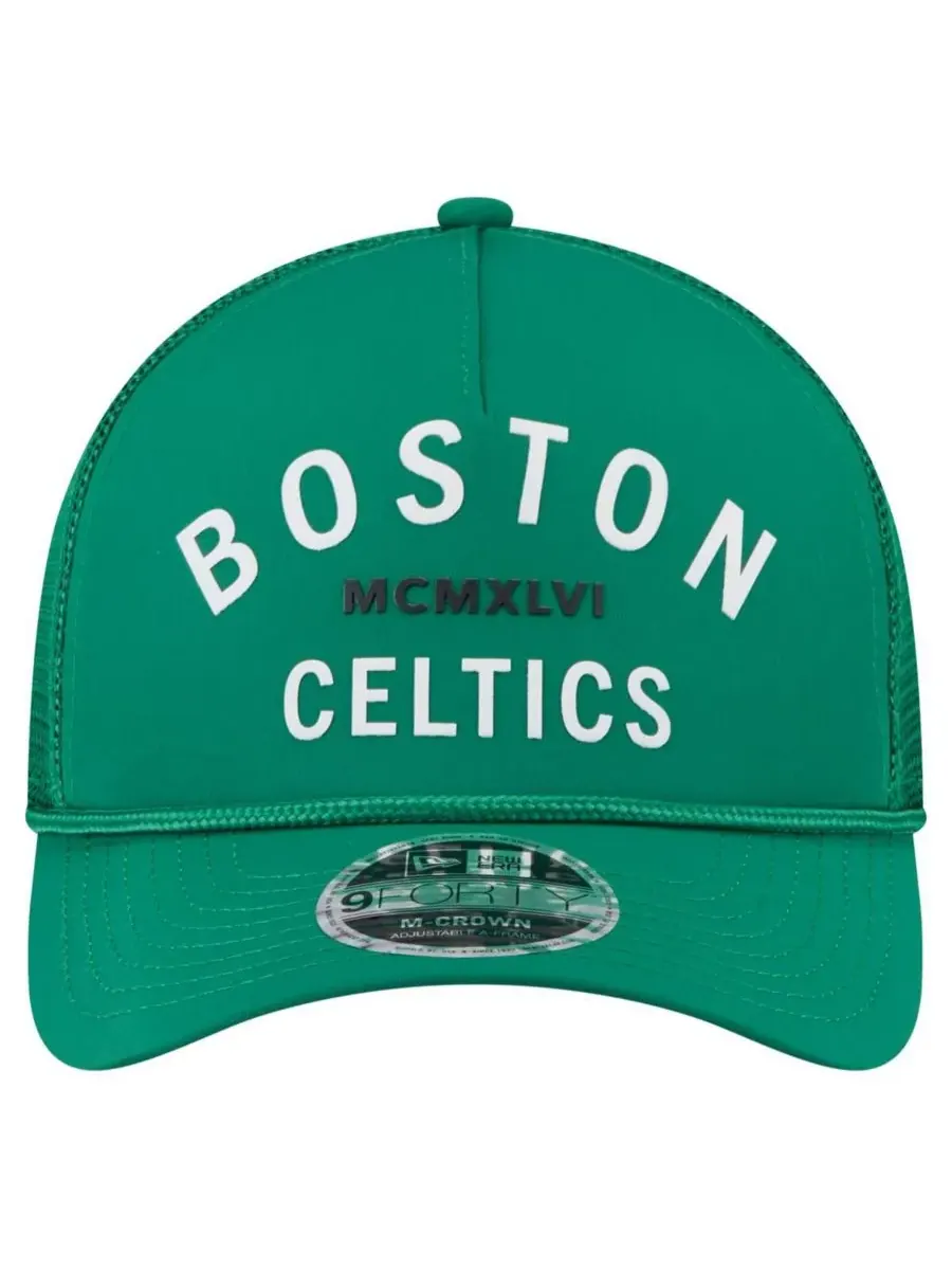 New Era Мужская минималистичная бейсболка Boston Celtics A-Frame 9FORTY цвета "келли-зеленый" — изображение 2 из 4
