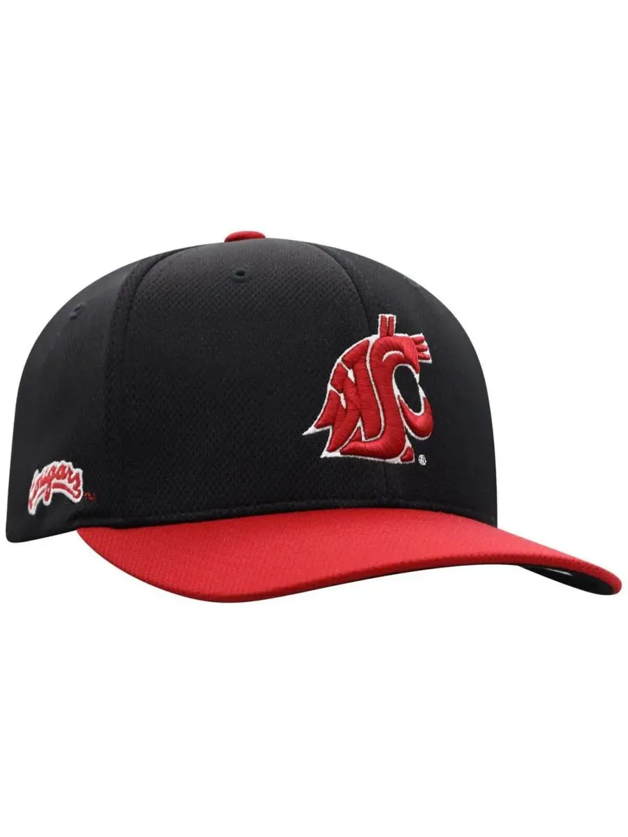 Top of the World Мужская черная бейсболка Washington State Cougars Reflex Fitted Hat