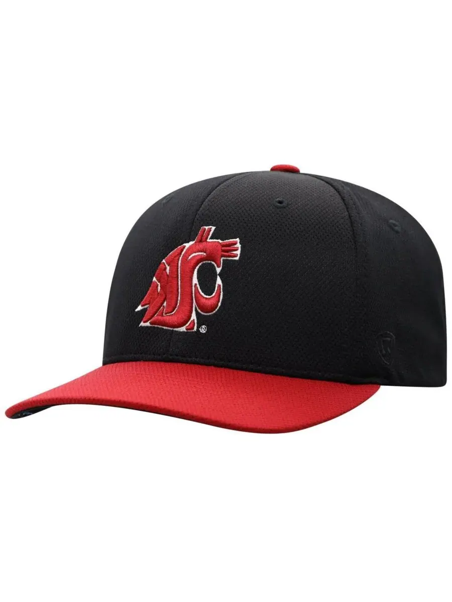 Top of the World Мужская черная бейсболка Washington State Cougars Reflex Fitted Hat — изображение 3 из 4, черный