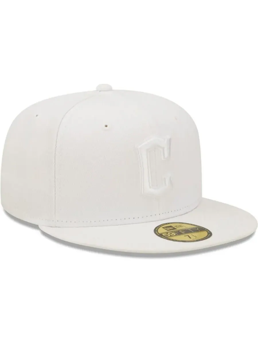New Era Мужская бейсболка Cleveland Guardians White on White 59FIFTY Fitted Hat — изображение 3 из 3, белый