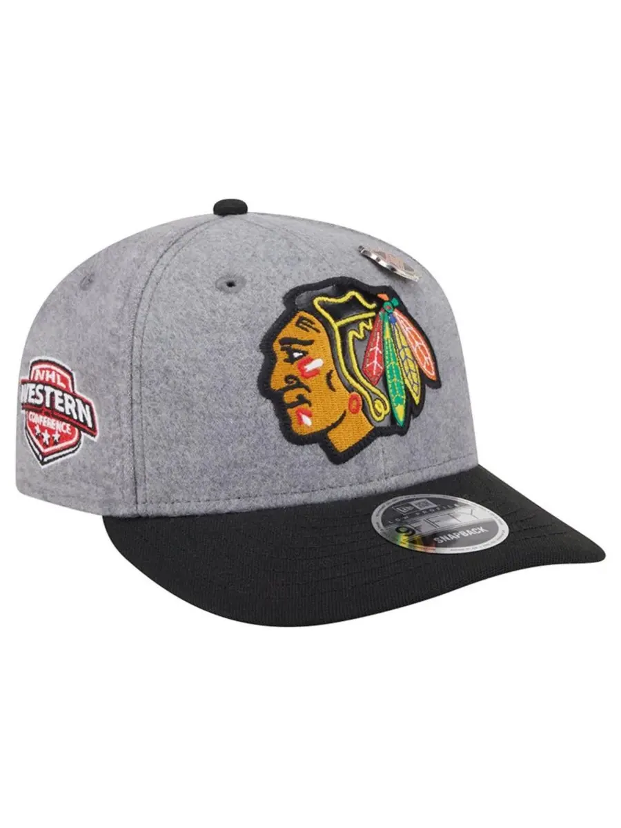New Era Мужская серо-черная шерстяная кепка Chicago Blackhawks с низким профилем и