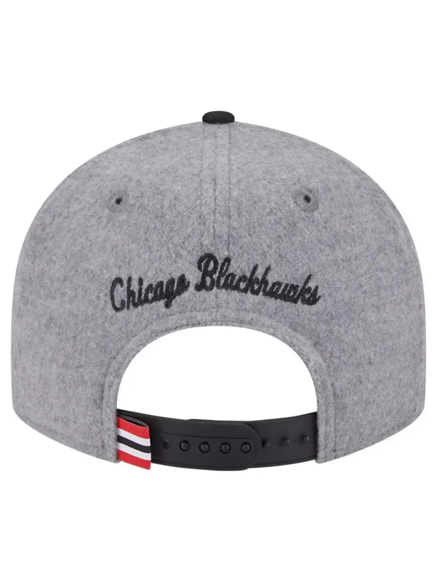 New Era Мужская серо-черная шерстяная кепка Chicago Blackhawks с низким профилем и — изображение 3 из 5, серый черный