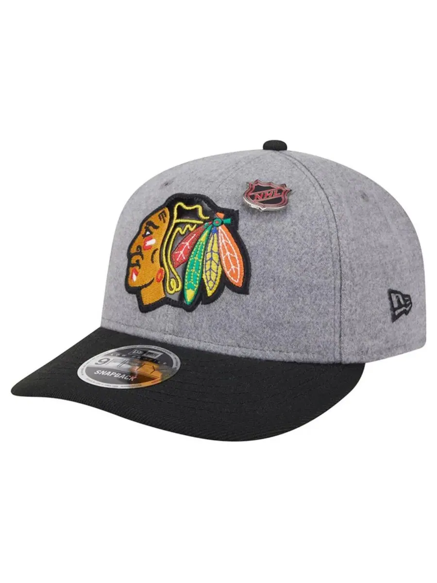 New Era Мужская серо-черная шерстяная кепка Chicago Blackhawks с низким профилем и — изображение 4 из 5, серый черный