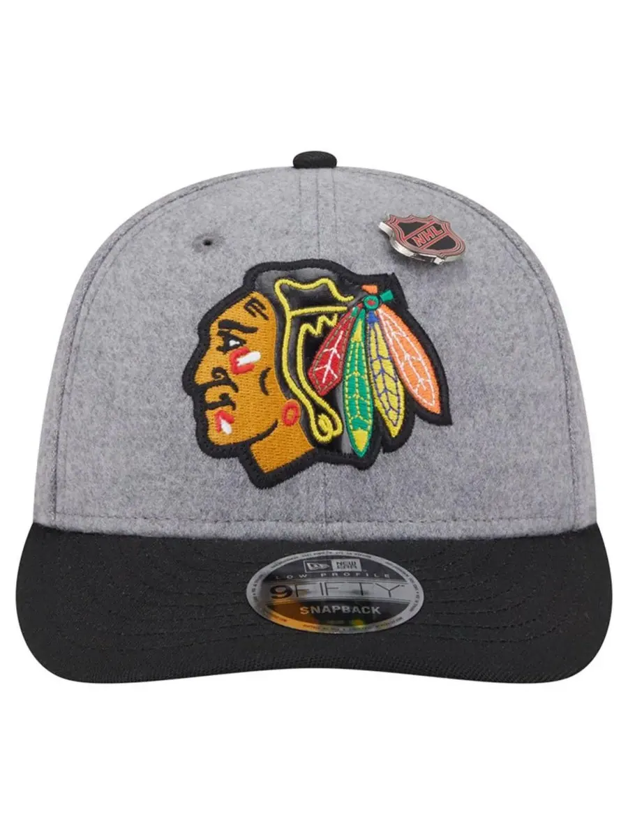 New Era Мужская серо-черная шерстяная кепка Chicago Blackhawks с низким профилем и — изображение 5 из 5, серый черный