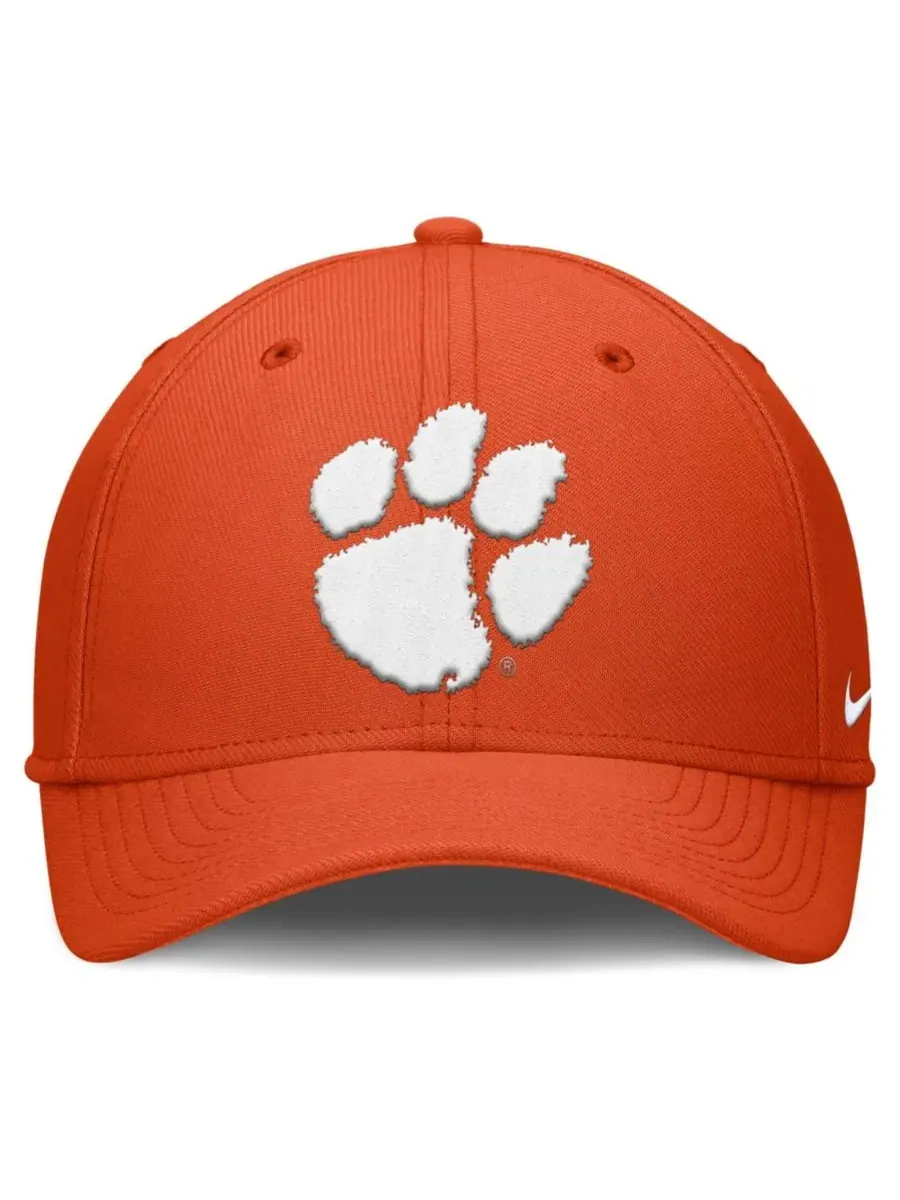 Кепка с вышивкой Clemson Tigers, модель Rise SwooshFlex Dri-FIT Nike — изображение 2 из 4, оранжевый