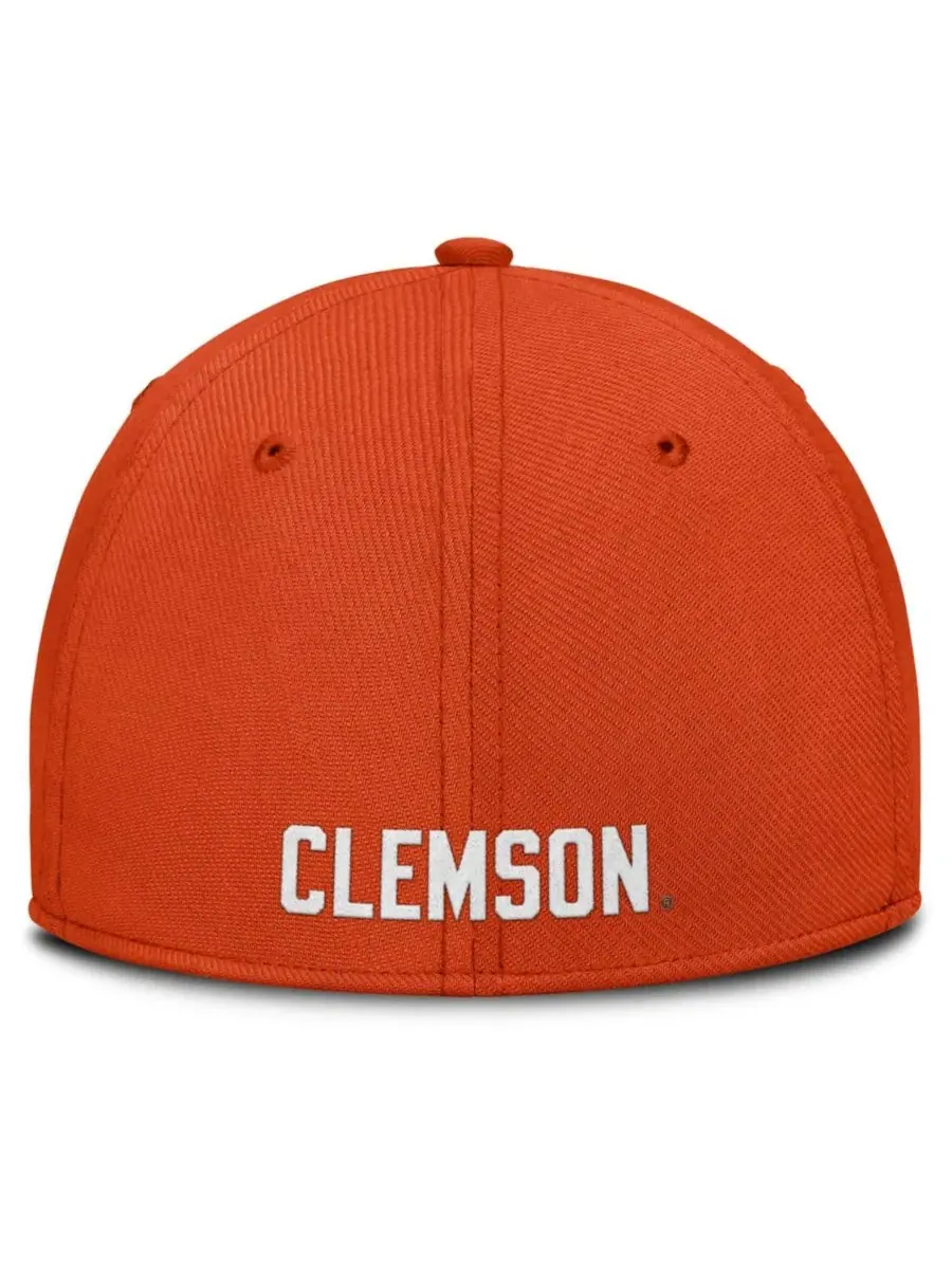 Кепка с вышивкой Clemson Tigers, модель Rise SwooshFlex Dri-FIT Nike — изображение 4 из 4, оранжевый